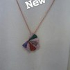 Collana Pendente Sogni In Argento 925% Rose Con Zirconi Multicolor Ref- Cl035Ra - 1