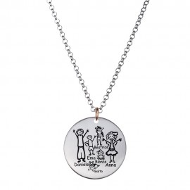 Collana Happy Family Con Ciondolo Personalizzabile Con I Tuoi Affetti Ref: Hf03