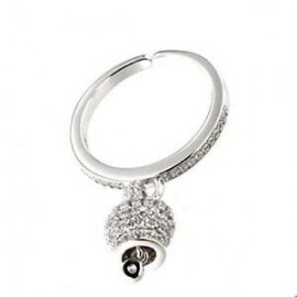 Anello Donna Con Charms Campanella Portafortuna In Argento 925% Con Zirconi Regolabile