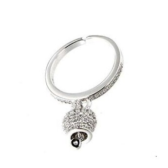 Anello Donna Con Charms Campanella Portafortuna In Argento 925% Con Zirconi Regolabile - 1