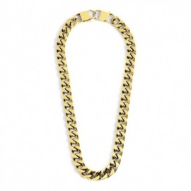 Collana Girocollo Uomo Marlu A Maglia Grumetta 12 Mm In Acciaio Colore Oro Giallo