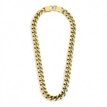 Collana Girocollo Uomo Marlu A Maglia Grumetta 12 Mm In Acciaio Colore Oro Giallo - 1