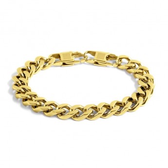 Bracciale Uomo Marlu A Maglia Grumetta 10 Mm In Acciaio Colore Oro Giallo - 1