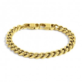 Bracciale Uomo Marlu A Maglia Grumetta 8 Mm In Acciaio Colore Oro Giallo Ref- 1Br0003G