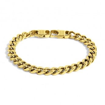 Bracciale Uomo Marlu A Maglia Grumetta 8 Mm In Acciaio Colore Oro Giallo Ref- 1Br0003G - 1