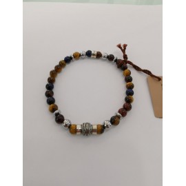 Bracciale Elastico Uomo/Donna Con Beads In Argento 925% E Pietre Dure A-Br003 - 1