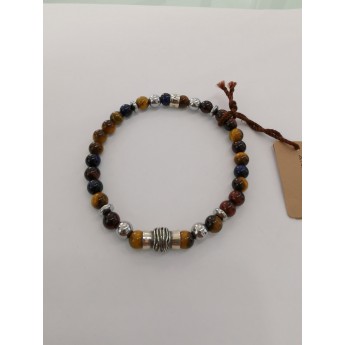 Bracciale Elastico Uomo/Donna Con Beads In Argento 925% E Pietre Dure A-Br003 - 1