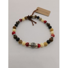 Bracciale Elastico Uomo/Donna Con Beads In Argento 925% E Pietre Dure