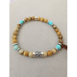 Bracciale Elastico Uomo/Donna Con Beads In Argento 925% E Pietre Dure