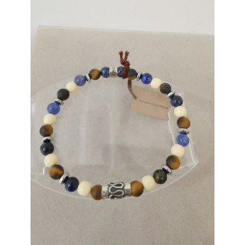 Bracciale Elastico Uomo/Donna Con Beads In Argento 925% E Pietre Dure - 1