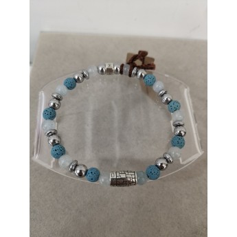 Bracciale Elastico Uomo/Donna Con Beads In Argento 925% E Pietre Dure - 1