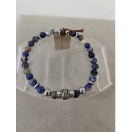 Bracciale Elastico Uomo/Donna Con Beads In Argento 925% E Pietre Dure