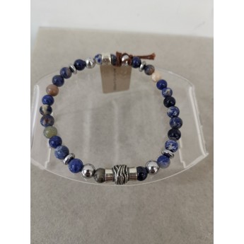 Bracciale Elastico Uomo/Donna Con Beads In Argento 925% E Pietre Dure - 1