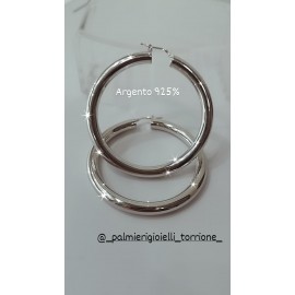 Orecchini Donna Cerchio In Argento 925% Rodiato Oro Bianco Da Mm.5.5 - 1