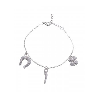 Bracciale Donna Fogi Silver925 con charms pendenti portafortuna