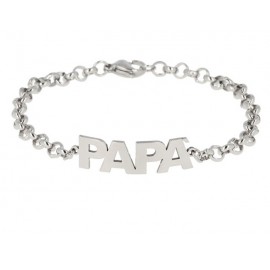 Bracciale Uomo In Argento 925% "Papa" Rodiato Oro Bianco Con Possibilita Di Incisione